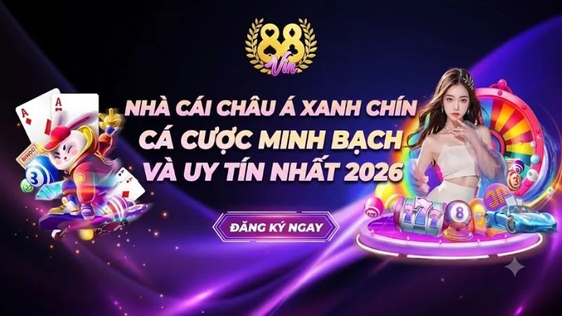 Banner thiết kế chuyên nghiệp của cổng game 88vin với logo thương hiệu và các biểu tượng thiết bị công nghệ hiện đại
